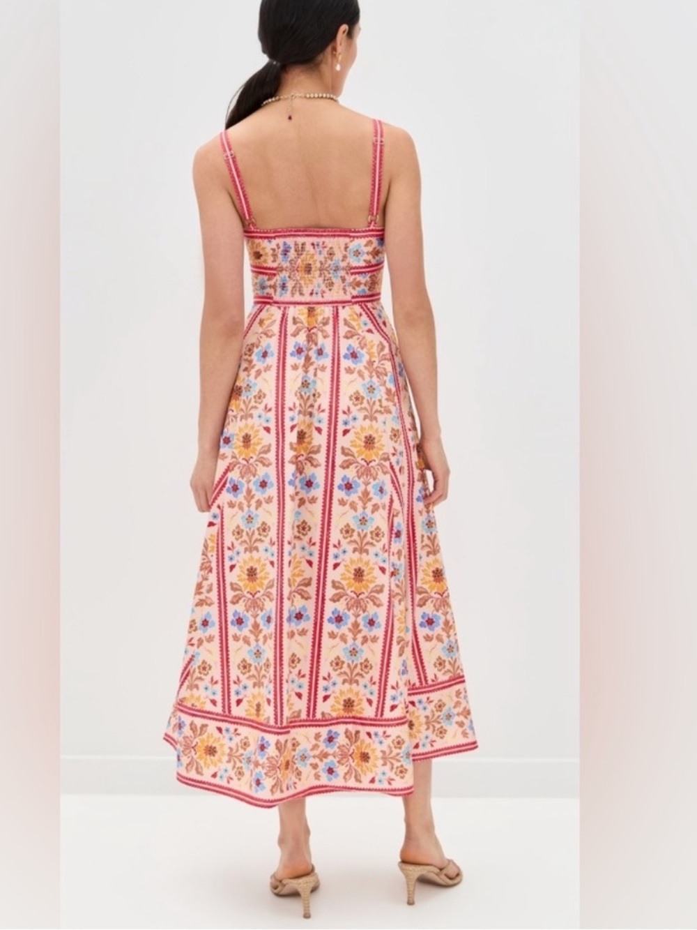 Hill House Margot Dress in Pink Floral Block Stripe Size L - Picture 2 of 7